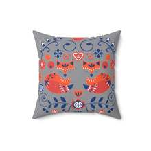 Load image into Gallery viewer, Love Foxes Square Pillow Gray
