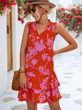 Load image into Gallery viewer, Floral Tie Neck Sleeveless Layered Dress
