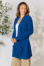 Load image into Gallery viewer, Basic Bae Full Size Ribbed Open Front Cardigan with Pockets
