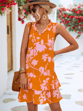 Load image into Gallery viewer, Floral Tie Neck Sleeveless Layered Dress
