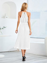 Load image into Gallery viewer, Pleated Spaghetti Strap Tie Waist Midi Dress
