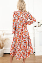 Load image into Gallery viewer, Floral Notched Neck Long Sleeve Dress
