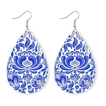 Load image into Gallery viewer, Printed PU Teardrop Earrings
