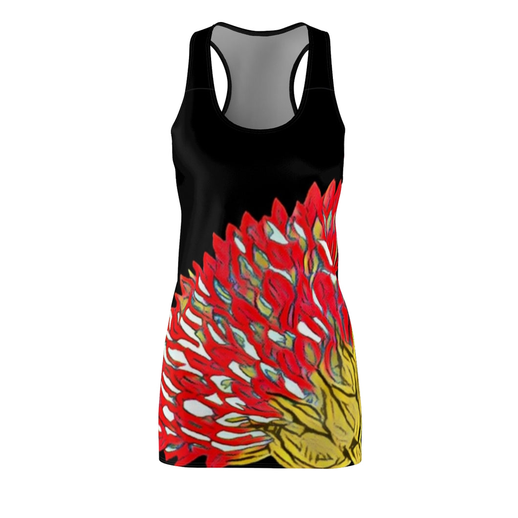 Pink Flower Painting Women's  Racerback Dress