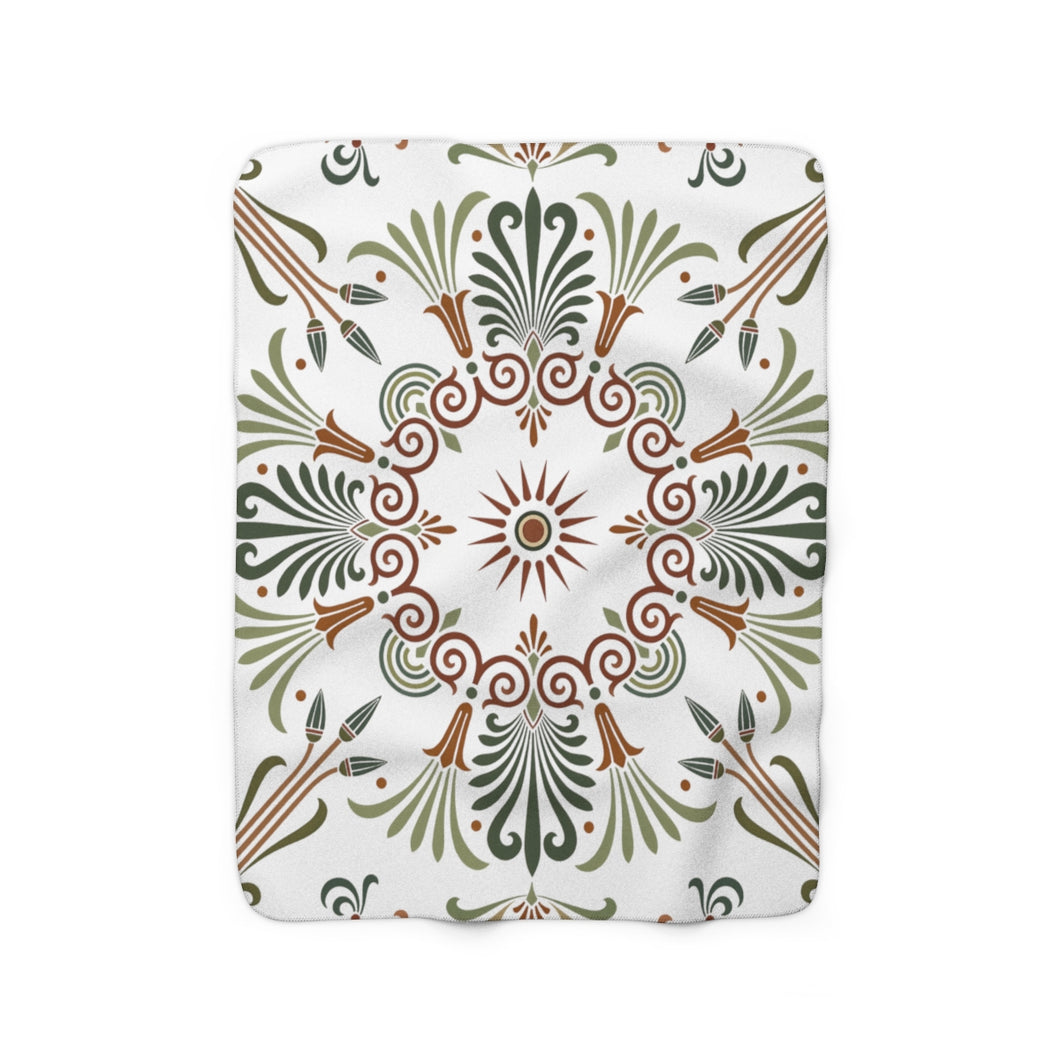 Ancient Greek Flower Sherpa Fleece Blanket