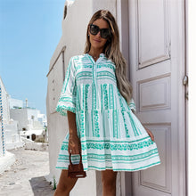 Load image into Gallery viewer, Greek Key V-Neck Summer Dress
